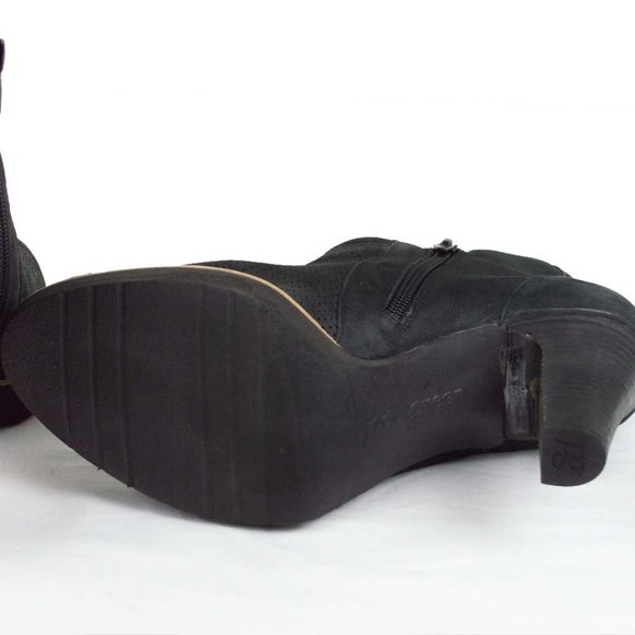 Paul Green Beacon Perforated Black Nubuck Open Toe Booties - Picture 8 of 11